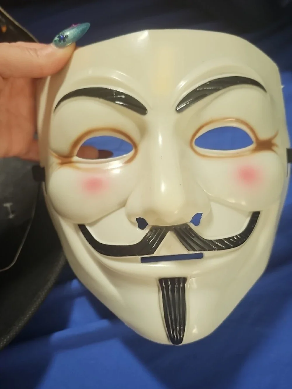 Deluxe V For Vendetta Black Hat & White Mask Costume Set